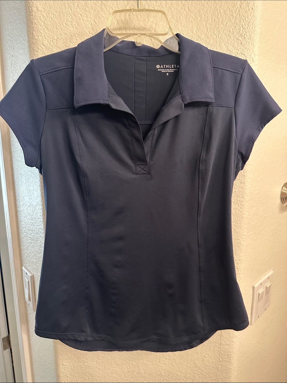 Athleta Navy Short-Sleeve Polo